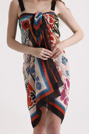 Çiçek Desenli Pareo - Plaj Için Hafif Desenli Pareo