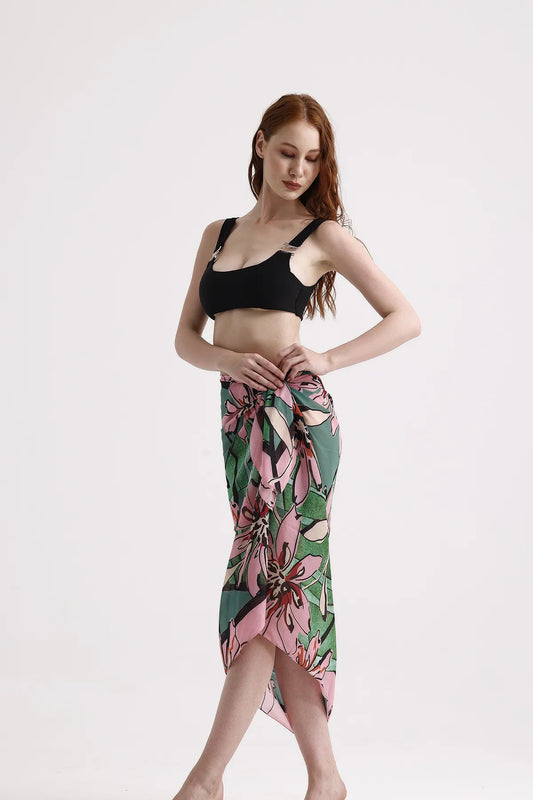 Dscarf Pareo with Floral Pattern