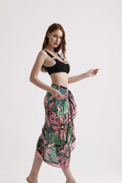 Dscarf Pareo with Floral Pattern