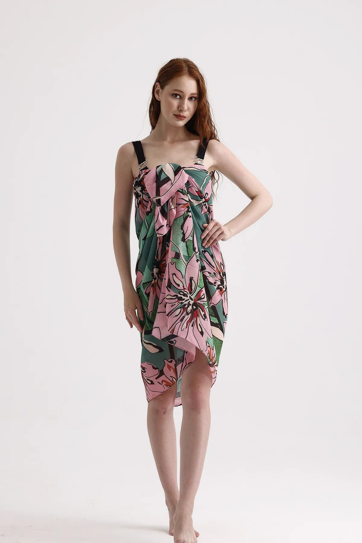 Dscarf Pareo with Floral Pattern