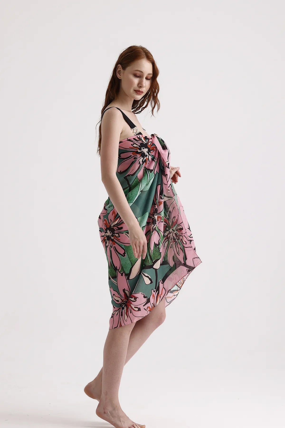 Dscarf Pareo with Floral Pattern