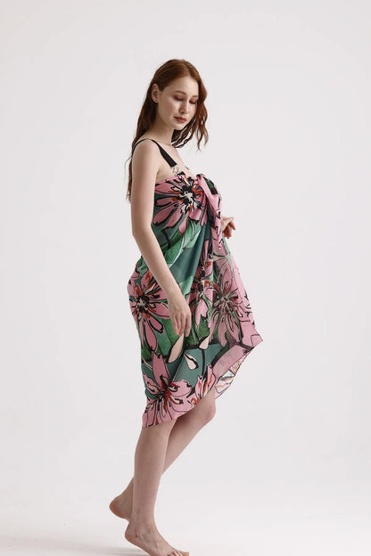 Dscarf Pareo with Floral Pattern