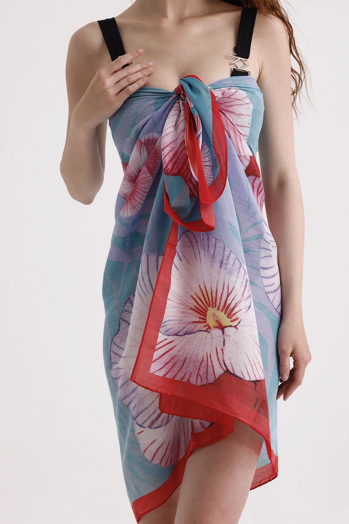 Dscarf Pareo with Floral Pattern