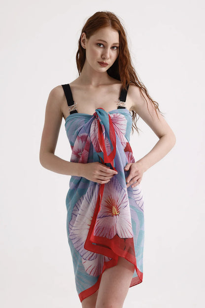 Dscarf Pareo with Floral Pattern