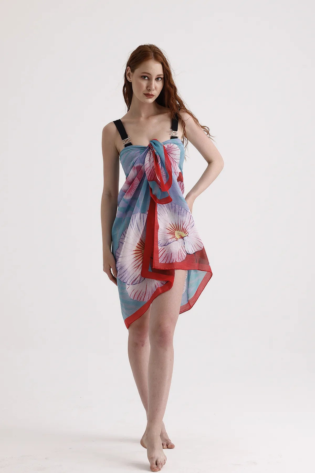 Dscarf Pareo with Floral Pattern