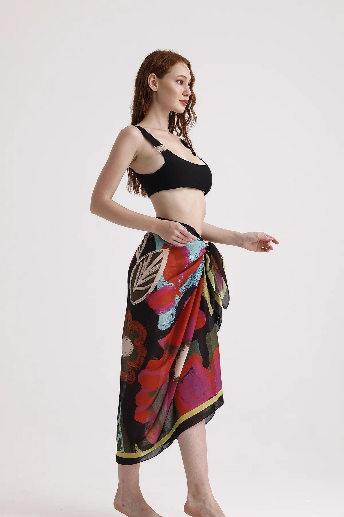 Dscarf Pareo with Floral Pattern