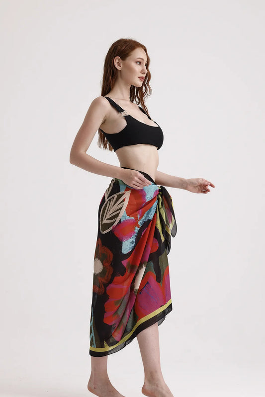 Dscarf Pareo with Floral Pattern