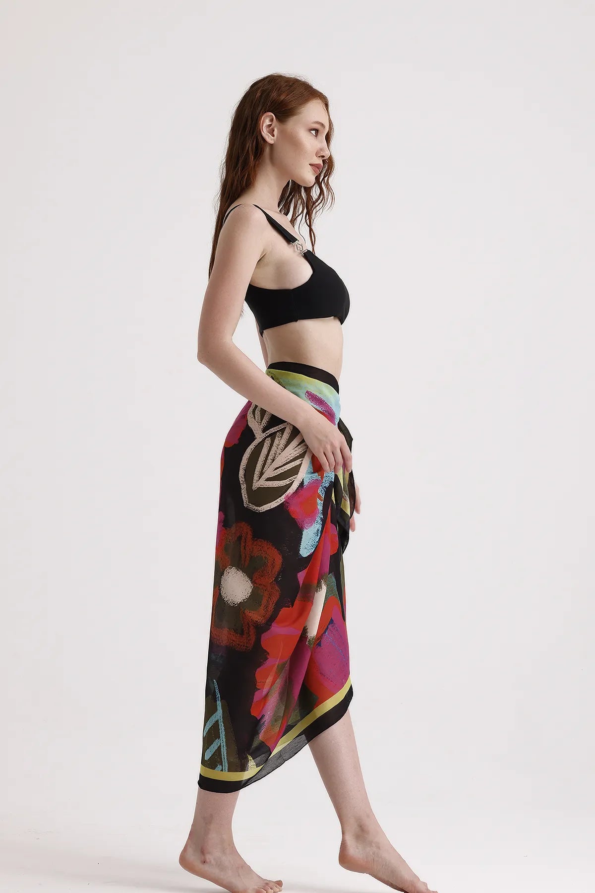 Dscarf Pareo with Floral Pattern