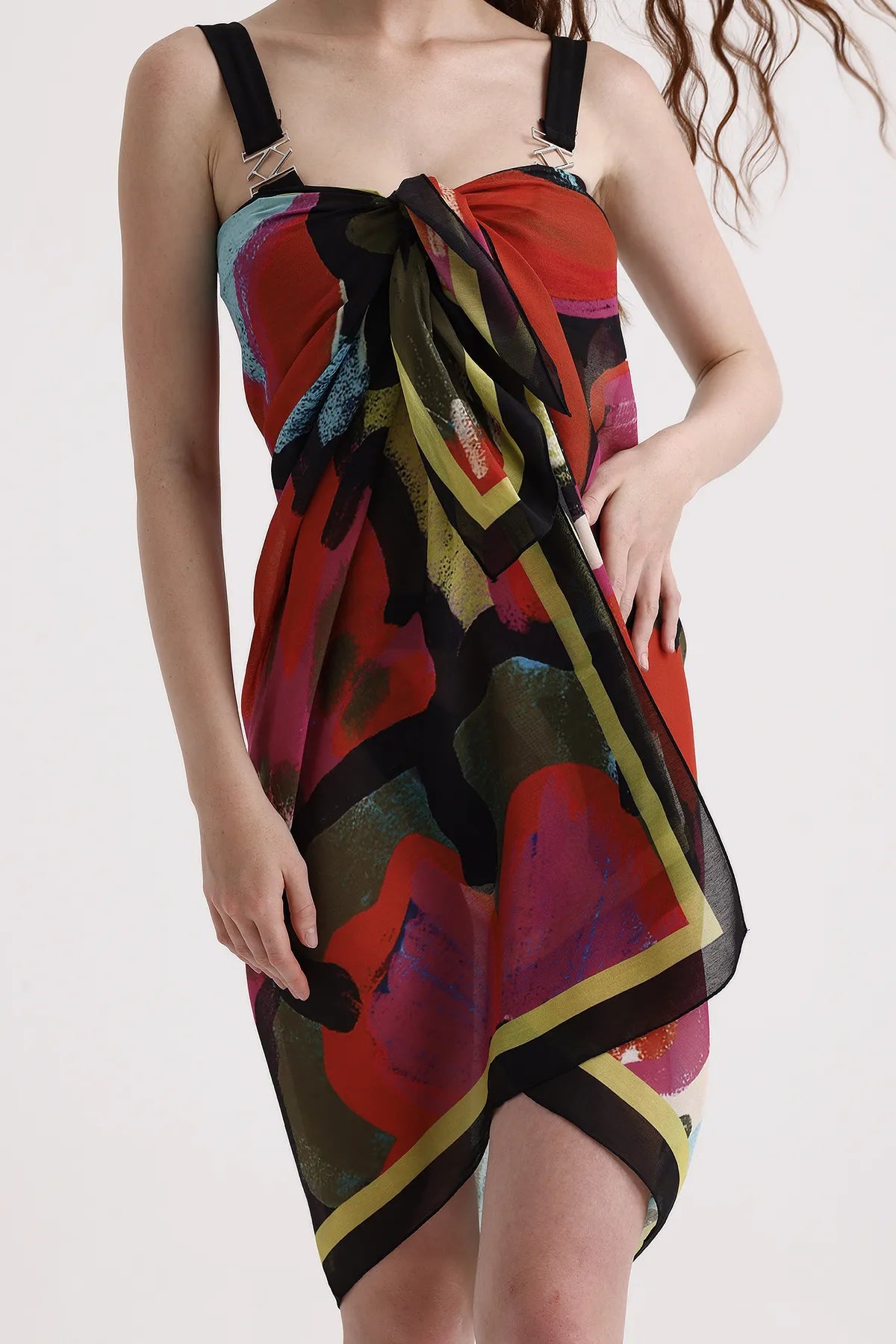 Dscarf Pareo with Floral Pattern