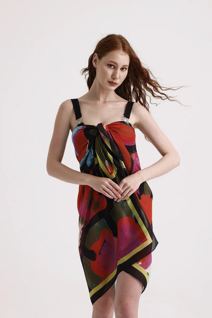 Dscarf Pareo with Floral Pattern