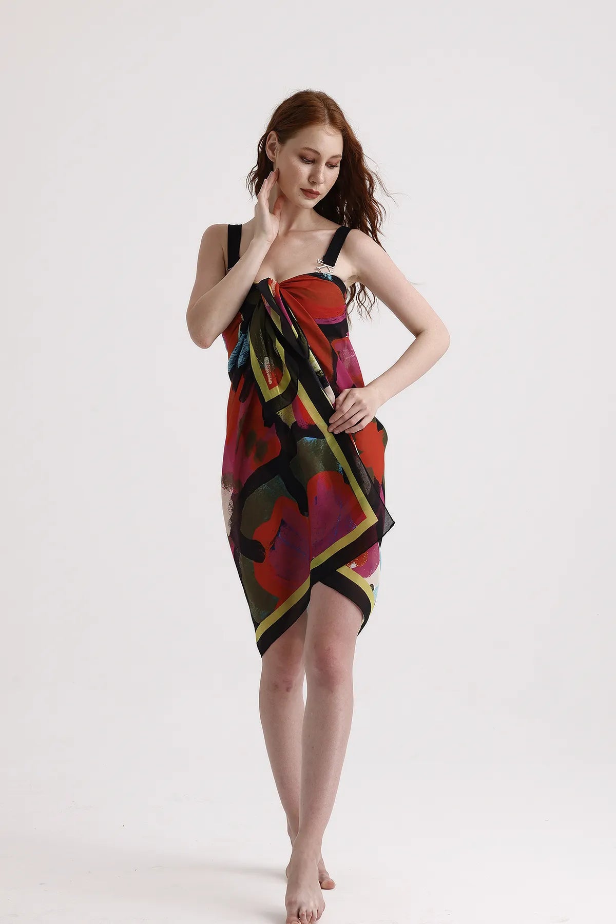 Dscarf Pareo with Floral Pattern