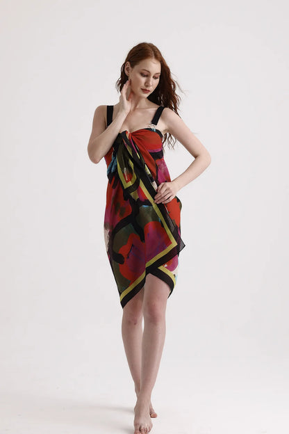 Dscarf Pareo with Floral Pattern