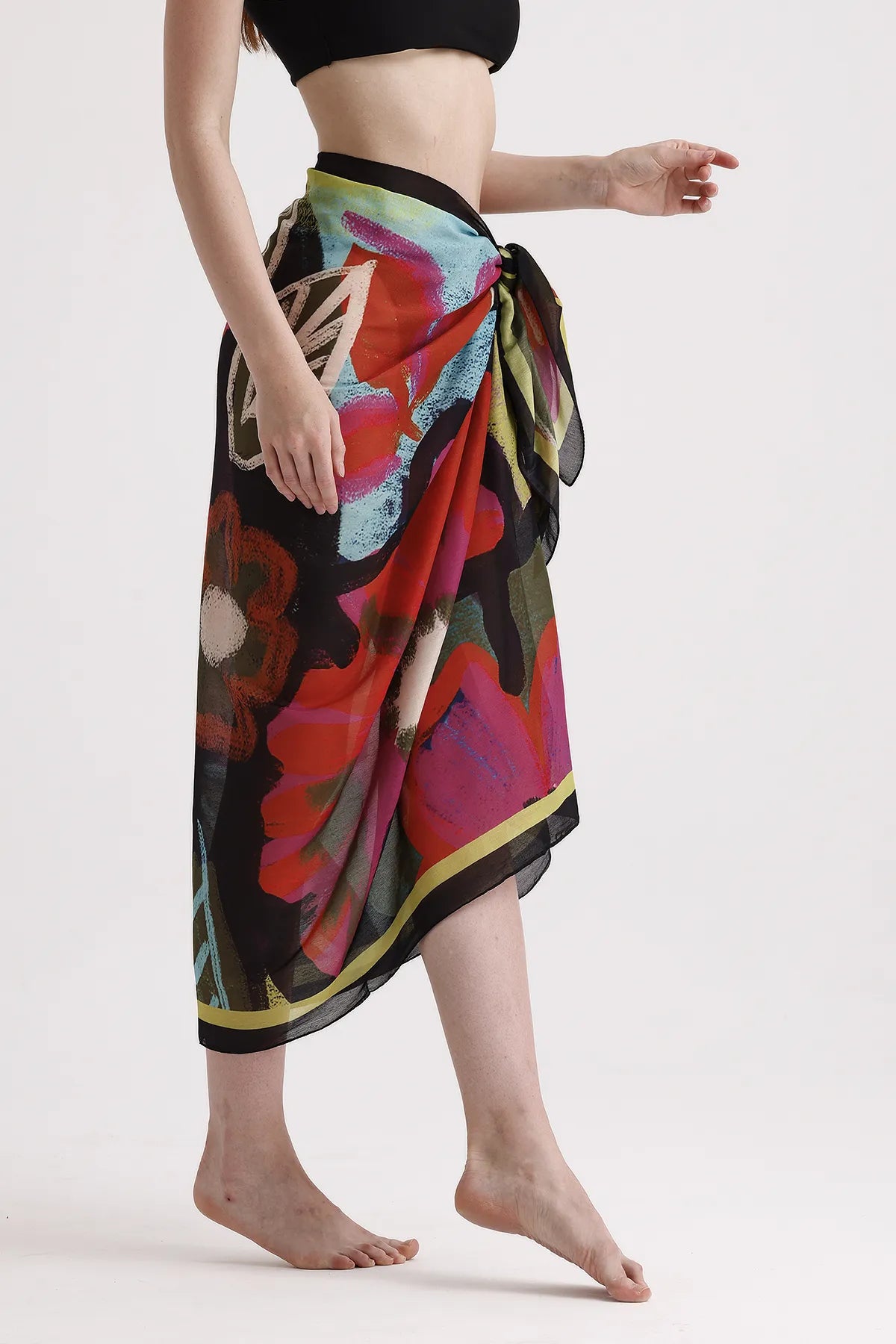 Dscarf Pareo with Floral Pattern