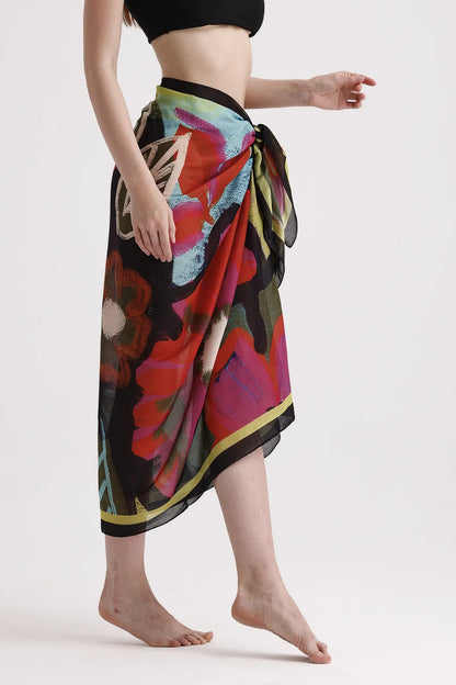 Dscarf Pareo with Floral Pattern