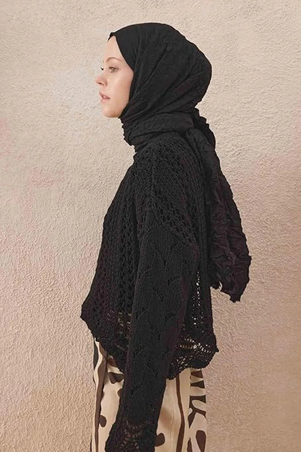 dscarf Wrinkle Long Scarf | Women Muslim Head Wraps Hijab | Soft Crinkle Scarf for Seasons | Solid Color Long Bambu Shawl