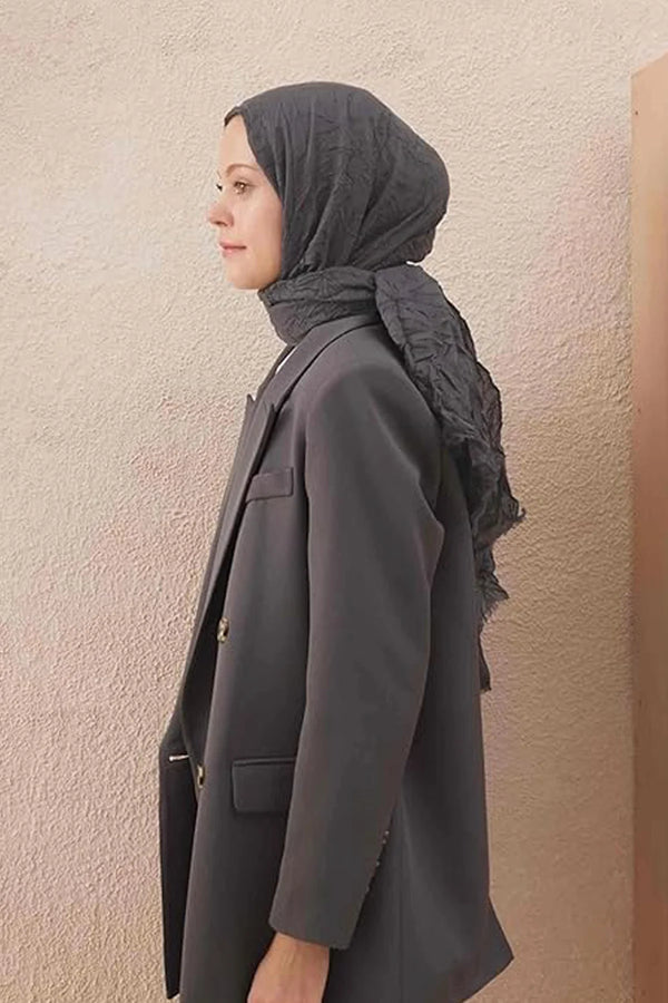 dscarf Wrinkle Long Scarf | Women Muslim Head Wraps Hijab | Soft Crinkle Scarf for Seasons | Solid Color Long Bambu Shawl