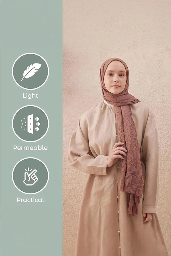 dscarf Wrinkle Long Scarf | Women Muslim Head Wraps Hijab | Soft Crinkle Scarf for Seasons | Solid Color Long Bambu Shawl