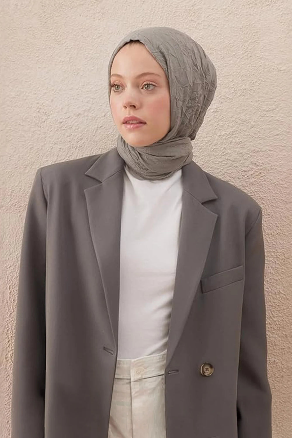 dscarf Wrinkle Long Scarf | Women Muslim Head Wraps Hijab | Soft Crinkle Scarf for Seasons | Solid Color Long Bambu Shawl