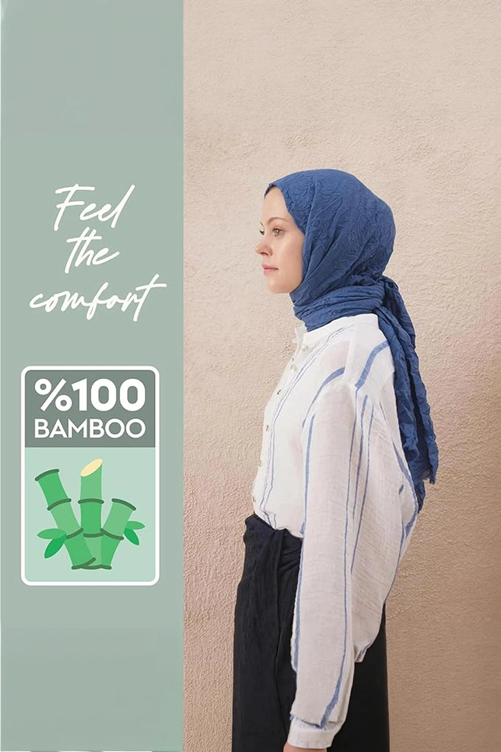 dscarf Wrinkle Long Scarf | Women Muslim Head Wraps Hijab | Soft Crinkle Scarf for Seasons | Solid Color Long Bambu Shawl