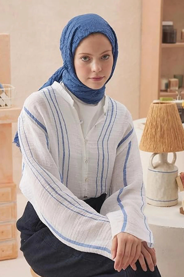 dscarf Wrinkle Long Scarf | Women Muslim Head Wraps Hijab | Soft Crinkle Scarf for Seasons | Solid Color Long Bambu Shawl