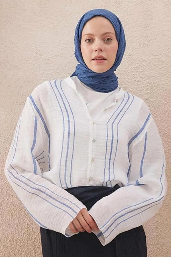 dscarf Wrinkle Long Scarf | Women Muslim Head Wraps Hijab | Soft Crinkle Scarf for Seasons | Solid Color Long Bambu Shawl