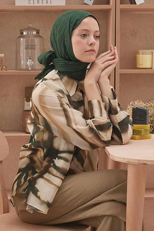dscarf Wrinkle Long Scarf | Women Muslim Head Wraps Hijab | Soft Crinkle Scarf for Seasons | Solid Color Long Bambu Shawl