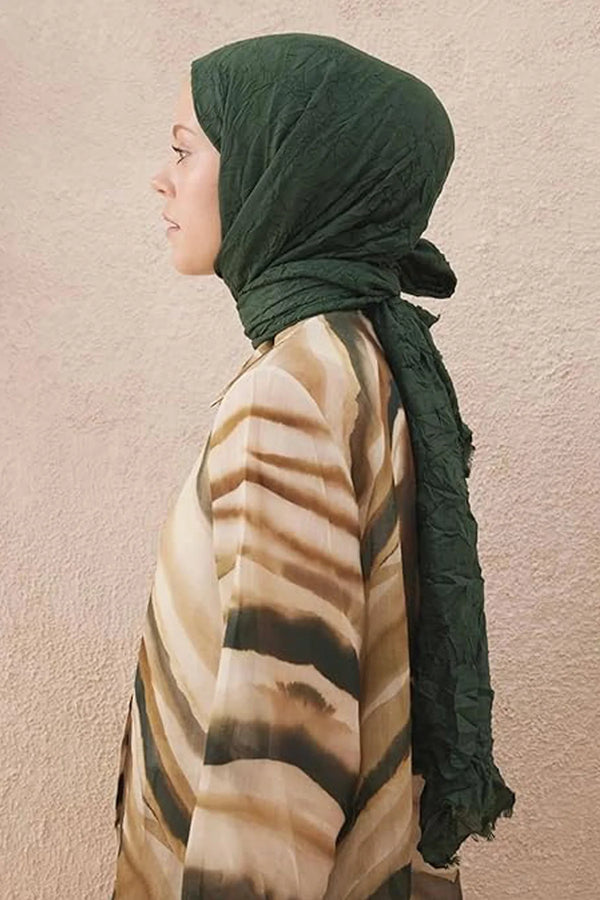 dscarf Wrinkle Long Scarf | Women Muslim Head Wraps Hijab | Soft Crinkle Scarf for Seasons | Solid Color Long Bambu Shawl