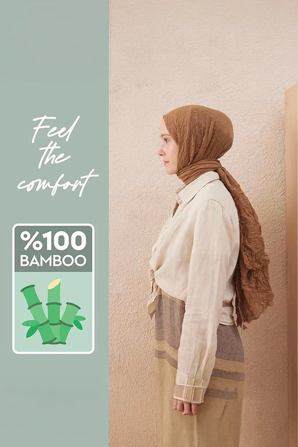 dscarf Wrinkle Long Scarf | Women Muslim Head Wraps Hijab | Soft Crinkle Scarf for Seasons | Solid Color Long Bambu Shawl