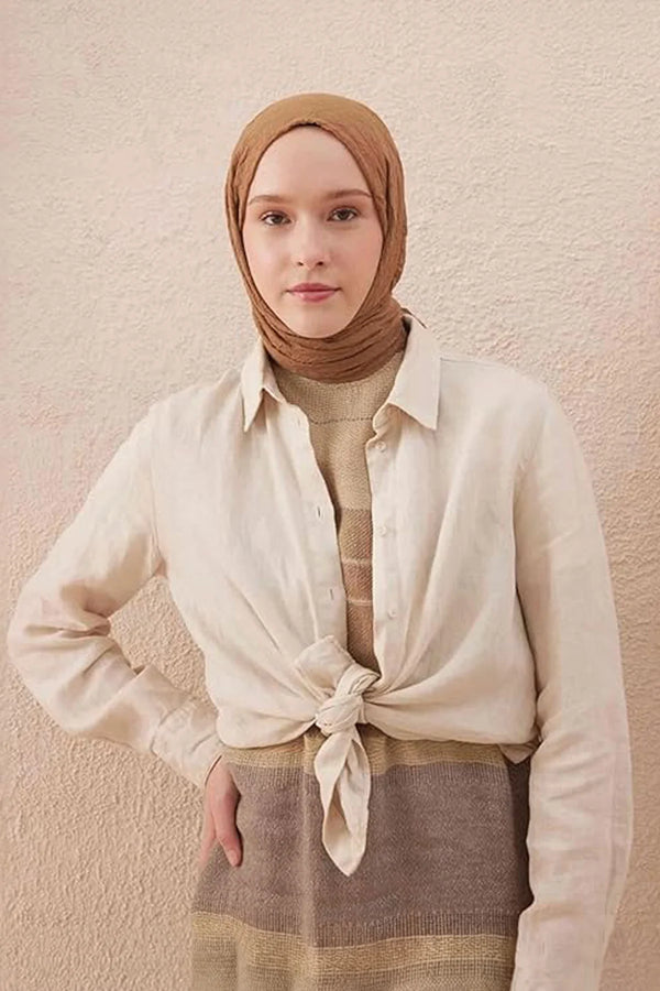 dscarf Wrinkle Long Scarf | Women Muslim Head Wraps Hijab | Soft Crinkle Scarf for Seasons | Solid Color Long Bambu Shawl