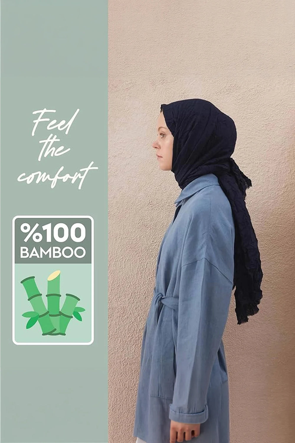 dscarf Wrinkle Long Scarf | Women Muslim Head Wraps Hijab | Soft Crinkle Scarf for Seasons | Solid Color Long Bambu Shawl