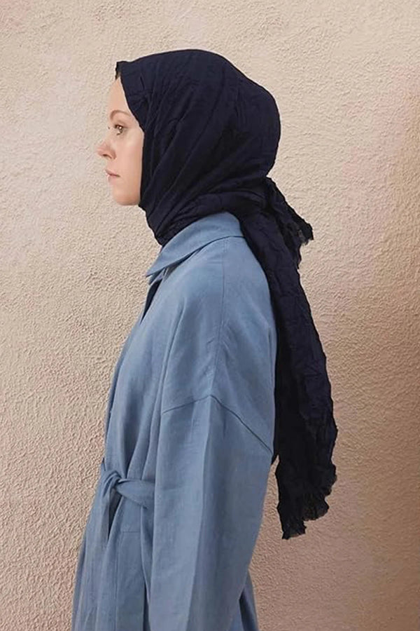 dscarf Wrinkle Long Scarf | Women Muslim Head Wraps Hijab | Soft Crinkle Scarf for Seasons | Solid Color Long Bambu Shawl